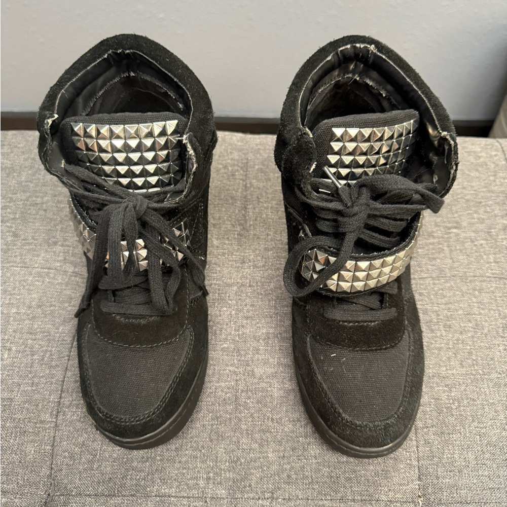 Steve Madden Black High-Top Sneakers with Silver Studs